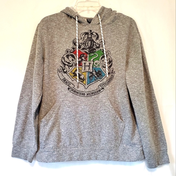 Harry Potter Hogwarts Crest Pullover Hoodie Heather Gray - Picture 5 of 5